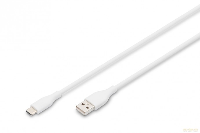 Kabel zasilający silikonowy USB-A - USB-C, USB 2.0 60W, 1m Biały [KABEL]