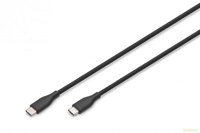 Kabel zasilający silikonowy USB-C - USB-C, USB 2.0 60W, 2m Czarny [KABEL]