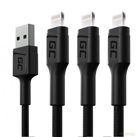 Kabel zestaw 3x GC Ray USB - Lightning 120 cm, LED [KABEL]