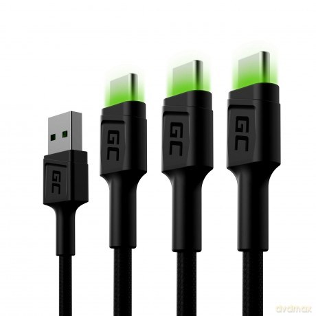 Kabel zestaw 3x GC Ray USB - USB-C 200 cm, LED [KABEL]