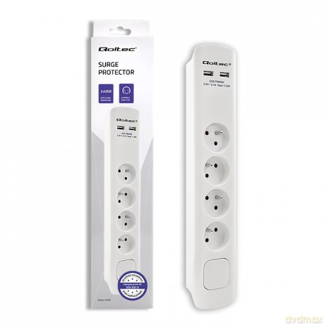 Listwa antyprzepięciowa | 4 gniazda | 2xUSB | 1.8m | Biała
