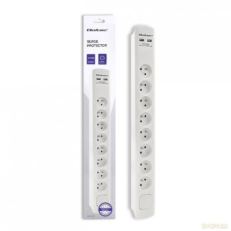 Listwa antyprzepięciowa | 8 gniazd | 2xUSB | 1.8m | Biała