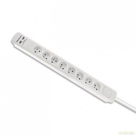 Listwa antyprzepięciowa | 8 gniazd | 2xUSB | 1.8m | Biała