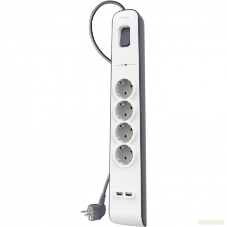 Listwa antyprzepięciowa 4 gniazda 525J 2xUSB 2m 2xUSB 2.4A Schuko
