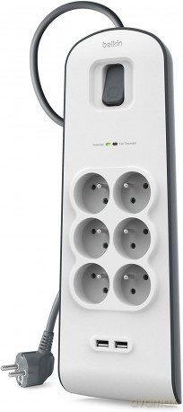 Listwa antyprzepięciowa 6 gniazd 650J 2xUSB 2m szary