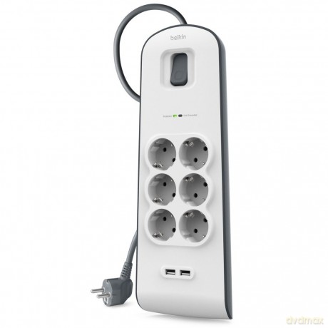 Listwa antyprzepięciowa 6 gniazda 650J 2M 2xUSB