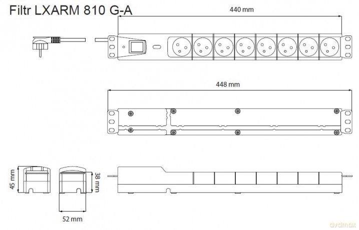 Listwa przeciwprzepięciowa LXARM 810, 3L, PDU, 3,0m, czarna