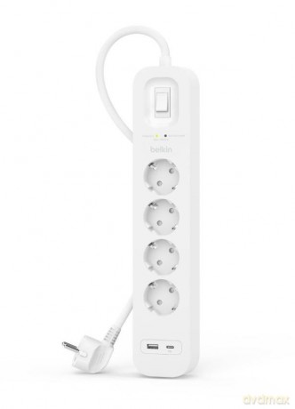 Listwa przeciwprzepięciowa SurgePlus 4x schuko 1xUSB-A 1xUSB-C 525J 2m