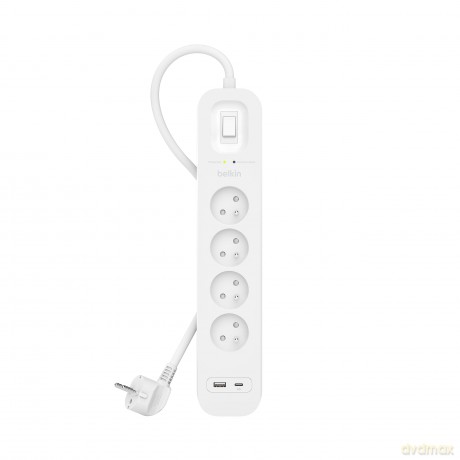Listwa przeciwprzepięciowa SurgePlus 4xFR 1xUSB-A 1xUSB-C 525J 2M