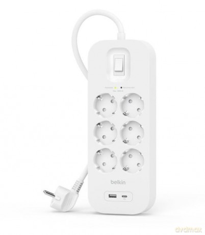 Listwa przeciwprzepięciowa SurgePlus 6x Schuko 1xUSB-A 1xUSB-C 650J 2m