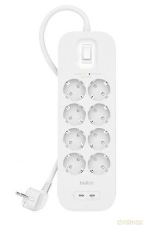 Listwa przeciwprzepięciowa SurgePlus 8x schuko 2xUSB-C 900J 2m