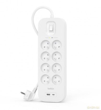 Listwa przeciwprzepięciowa SurgePlus 8xFR 1xUSB-A 1xUSB-C 900J 2M