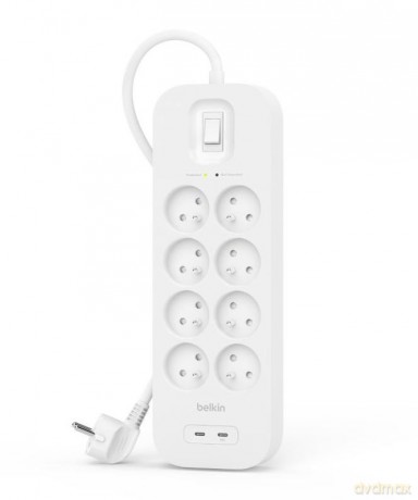 Listwa przeciwprzepięciowa SurgePlus 8xFR 2xUSB-C 900J 2M
