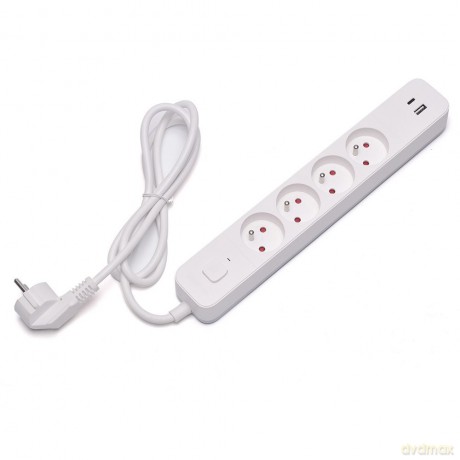Listwa zasilająca przeciwprzepięciowa 4 gniazda USB-A i USB-C, 1.5m, LZ-11