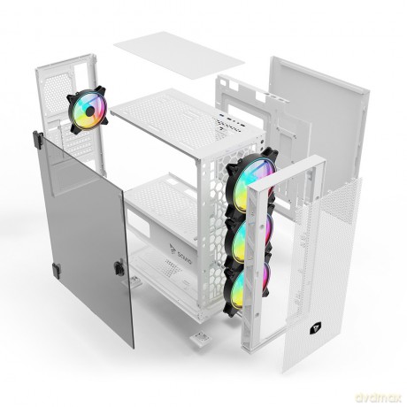 Obudowa komputerowa ARGB Mesh/Glass, Raptor X1 Biała