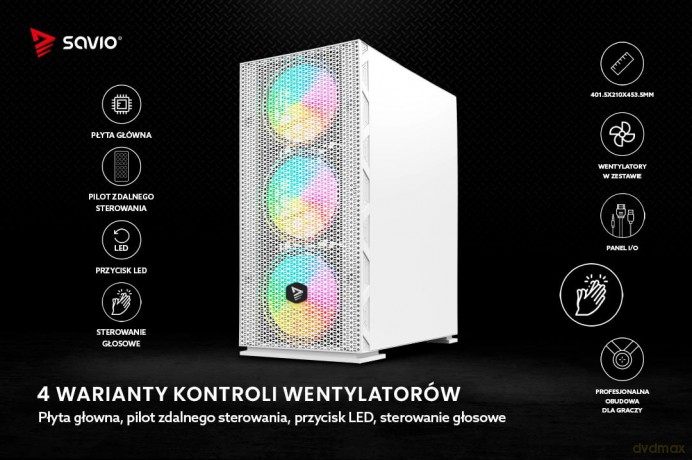 Obudowa komputerowa ARGB Mesh/Glass, Raptor X1 Biała