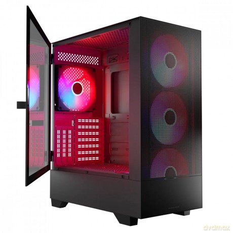 Obudowa komputerowa Siroco ARGB Flow Midi USB 3.0x2+Type-C Czarna