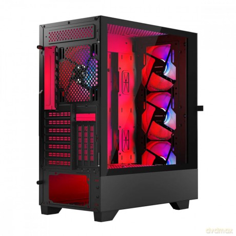 Obudowa komputerowa Siroco ARGB Flow Midi USB 3.0x2+Type-C Czarna