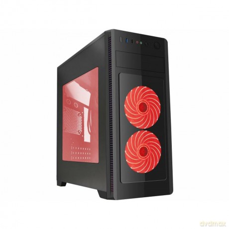 Obudowa Midi Tower Fornax M100B ATX niebiesie wentylatory Czarna