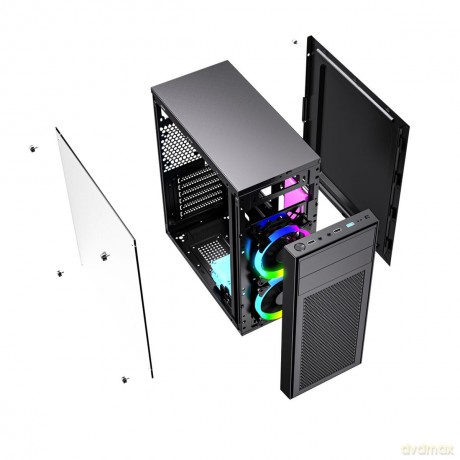 Obudowa Midi Tower Fornax M100RGB ATX wentylatory RGB Czarna