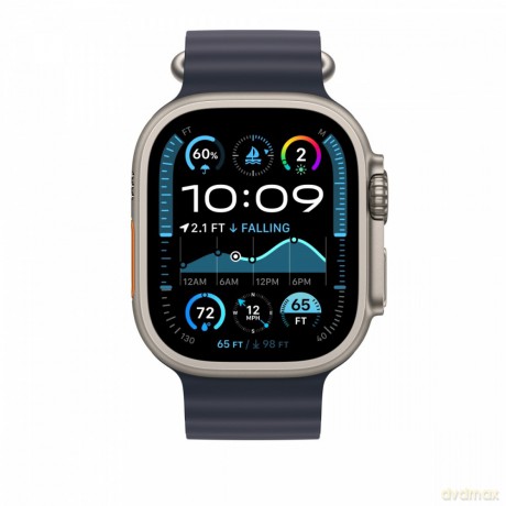 Pasek Ocean w kolorze granatu do koperty 49 mm - elementy z tytanu w kolorze naturalnym