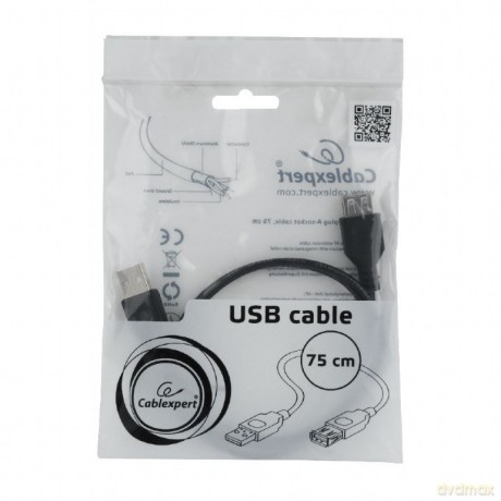 Przedłużacz kabla USB 2.0 AM-AFI 0.75m czarny [KABEL]
