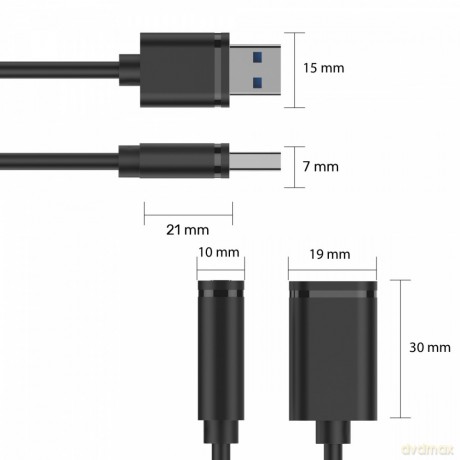 Przedłużacz USB 2.0 AM-AF, 0.5m; Y-C447GBK [KABEL]