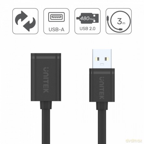 Przedłużacz USB 2.0 AM-AF, 0.5m; Y-C447GBK [KABEL]