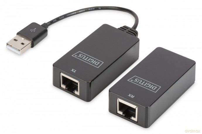 Przedłużacz/Extender USB 1.1 po skrętce Cat.5e/6 UTP/SFP do 45m, czarny, 20cm [KABEL]