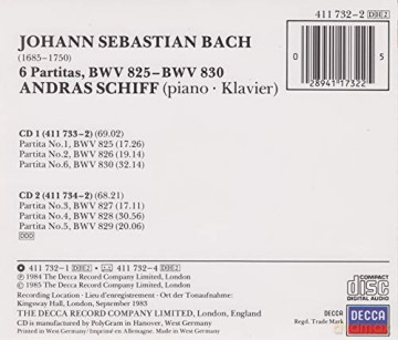 Schiff: Bach:6 Partitas Bwv 825-830 [2CD]