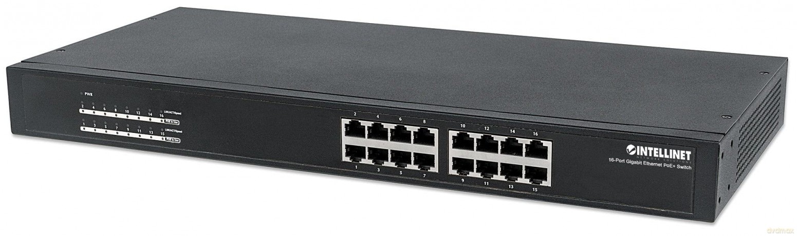 Przełącznik Gigabit 16x 1000Mbps RJ45 PoE+ 220W Rack 19