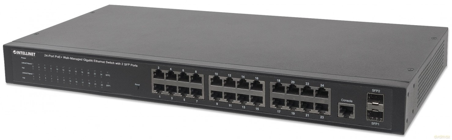 Przełącznik Intellinet Gigabit 24x 10/100/1000 RJ45 POE+ 2x SFP MANAGED
