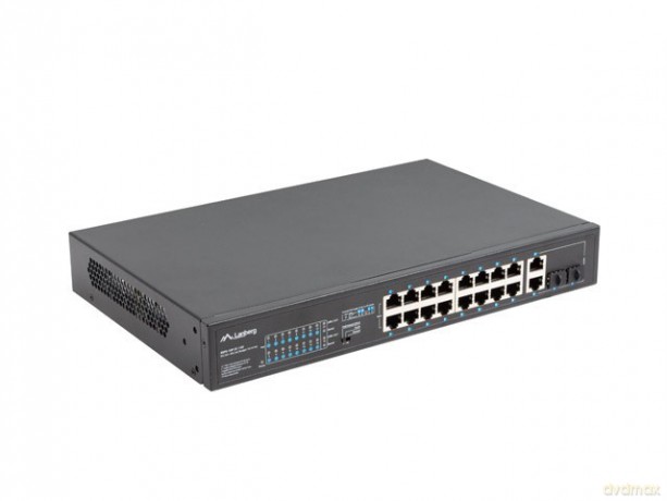 Przełącznik Switch 16X100MB POE+/2XCombo niezarządzalny rack 19 cali Gigabit Ethernet 150W