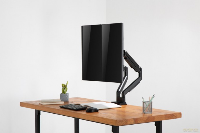 Ramię biurkowe podwójne z zaciskiem regulowane 2xLCD max. 32" max. 2x 9kg uchylno-obrotowe czarny
