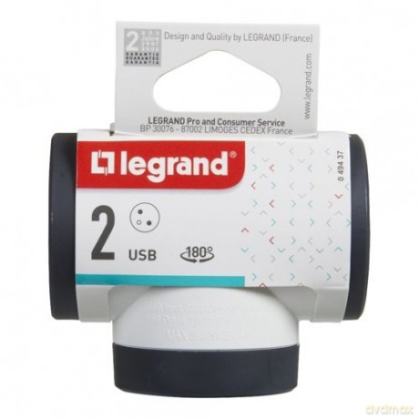 Rozgałęziacz obrotowy 2xP+Z +USB AC-B/C