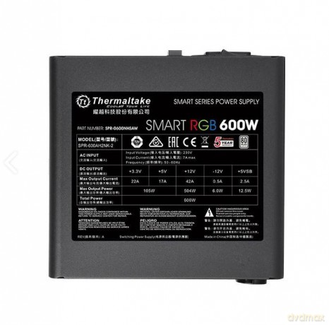 Smart 600W RGB (80+ 230V EU, 2xPEG, 120mm, Single Rail)
