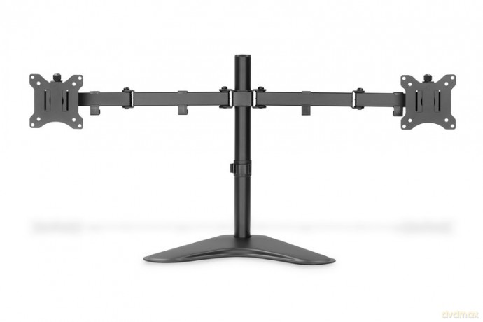 Stojak biurkowy podwójny z zaciskiem 2xLCD max. 32" max. Obciążenie 2x 8kg uchylno-obrotowy czarny