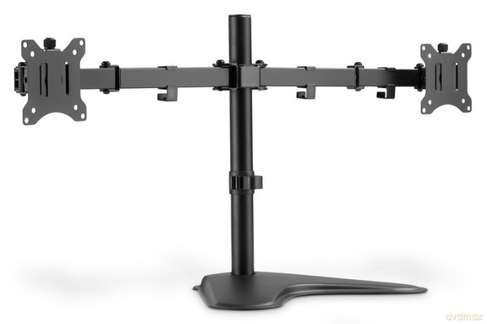 Stojak biurkowy podwójny z zaciskiem 2xLCD max. 32" max. Obciążenie 2x 8kg uchylno-obrotowy czarny