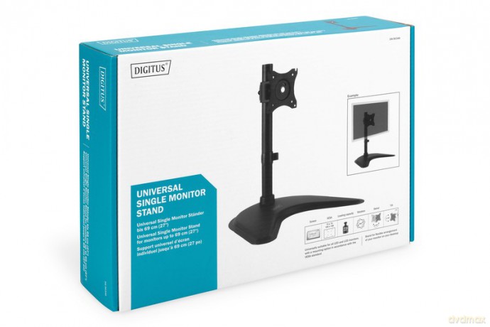 Stojak biurkowy pojedynczy, 1xLCD, max. 27'', max. obciążenie 10kg, uchylno-obrotowy 360 (PIVOT)