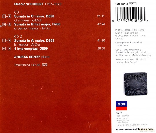 Schiff: Schubert Late Piano Sonatas [2CD]