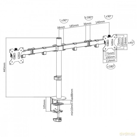 Uchwyt biurkowy na 2 monitory LCD MC-884 17-32 cale 2x8kg (max 16kg) vesa 75x75 oraz 100x100