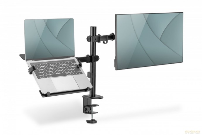 Uchwyt biurkowy na monitor z uchwytem na notebooka 1xLCD 32" 9kg, 1xNotebook 15,4" 4kg