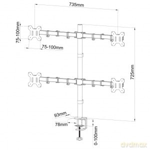 Uchwyt do 4 monitorów LED/LCD 13-27" L-04N