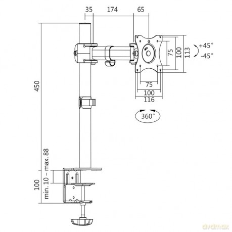 Uchwyt do monitora VESA 13-27', max. 8kg