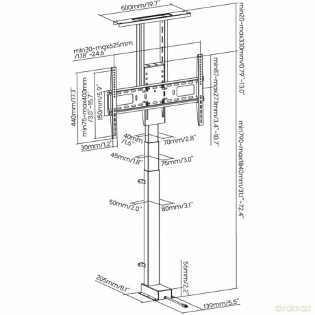 Uchwyt do TV-winda sterowany elektrycznie AR-93M mobilny 60KG 37-80 cali VESA max 600x400