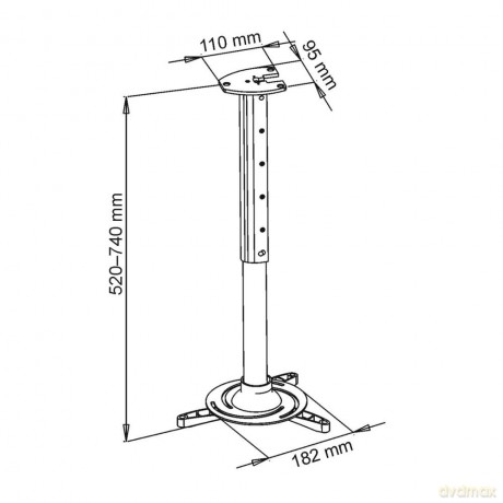 UCHWYT sufitowy 40-62cm DO PROJEKTORA 15kg P-102 uniwersalny pełna regulacja
