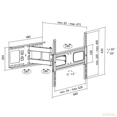 Uchwyt ścienny LCD/LED 37-70, max. 50kg