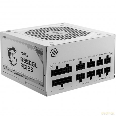 Zasilacz modularny MAG A850GL PCIE5 850W 80PLUS GOLD biały