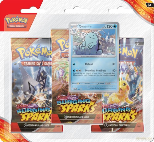 Pokemon TCG Scarlet and Violet Surging Sparks 3 Pack Blister Box [FIGURKA]
