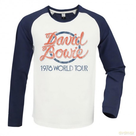 David Bowie: 1978 World Tour Vintage White / Navy Small Baseball Jersey